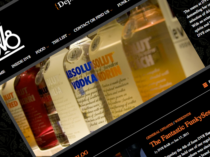 DV8 Bar website screen shot