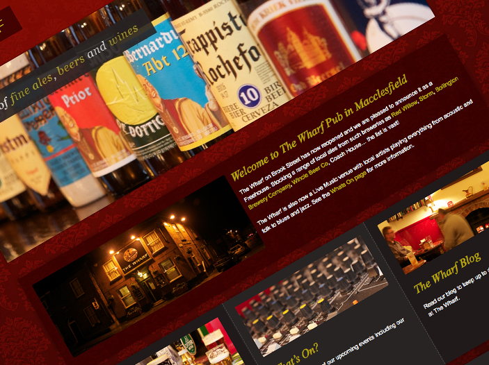 The Wharf Pub in Macclesfield website screen shot