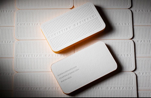 White Simple Letterpress Business Card With Rounded Edge