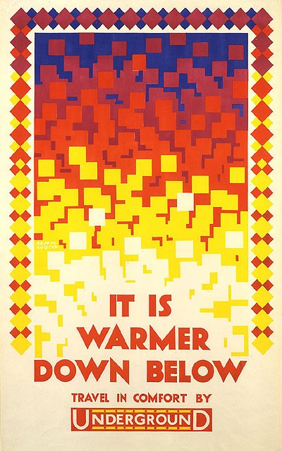 London underground poster - It is Warmer Down Below; by Austin Cooper, 1924